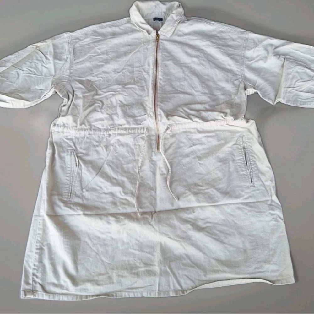 J.Crew Cinched zip-up dress in drapey cotton preppy oversized Baggy Size Large - Picture 7 of 7